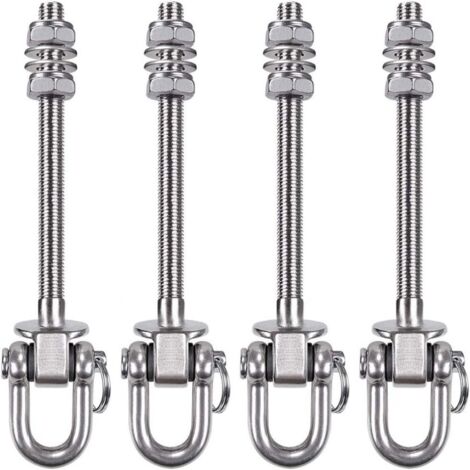 Quatre crochets pivotants robustes,en acier inoxydable 304 résistant à la rouille, adaptés aux hamacs/balançoires de porche en bois