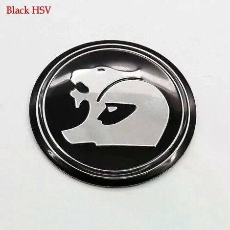 Quatre enjoliveurs de roue de 56 mm avec logo HSV, emblèmes de jante, autocollants, autocollants décoratifs individuels, accessoires (noir).