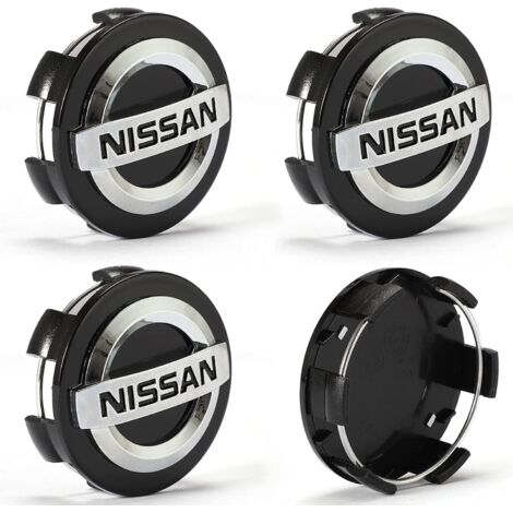 Quatre enjoliveurs de roue de 60 mm/2,36 pouces (60 mm noirs), pour Nissan.