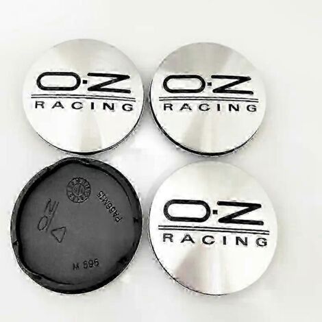 Quatre enjoliveurs de roue de 62 mm pour jantes en alliage Oz Racing M595 Oz (argent et noir).