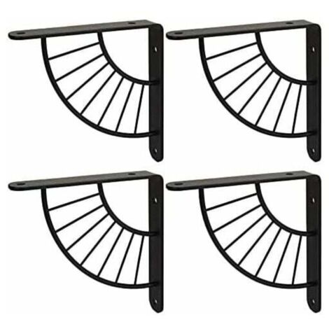 Quatre étagères murales noires robustes et durables, de dimensions 150 x 150 mm, avec une capacité de charge maximale de 50 kg.