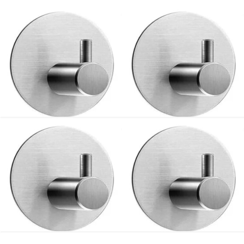 quatre Gris- Crochet Adhesif - Accroche Serviette torchon sdb WC Murale Adhésive - Porte Torchon Cuisine Mural Auto Adhésif - Support Attache Sans