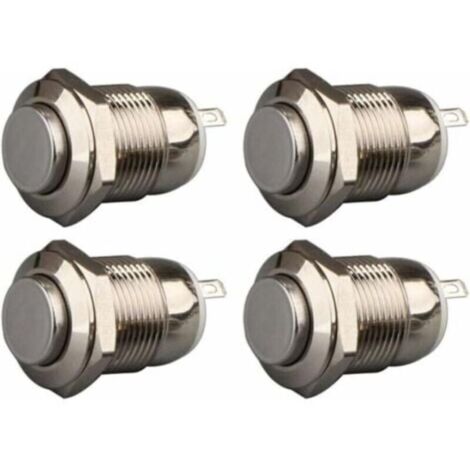 Quatre interrupteurs à bouton-poussoir étanches autobloquants en acier inoxydable de 12 mm 3 A 12 V/24 V/125 V/250 V CA (tête haute)