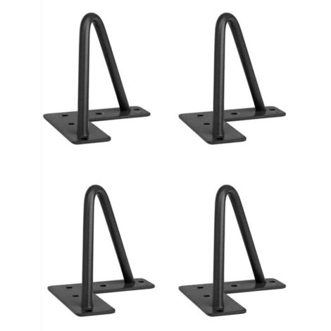 Quatre pieds de meubles noirs, accessoires de table et de chaise à monter soi-même, comprenant 20 vis et 4 patins de 10 cm.