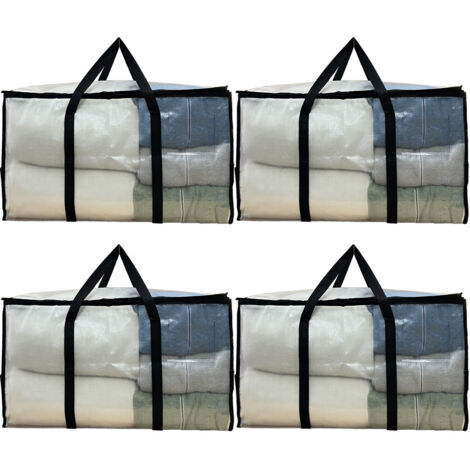 Quatre sacs fourre-tout, des sacs de rangement pour couettes et des sacs de voyage pour ranger les couettes et les doudounes.