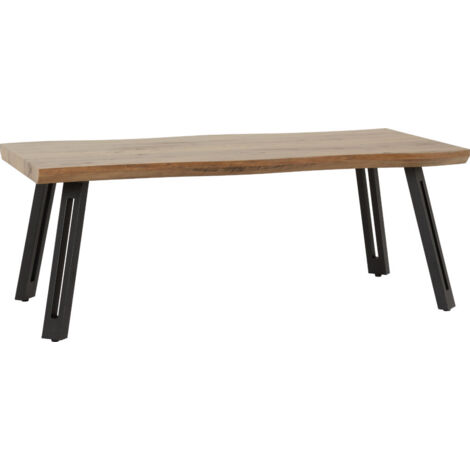 Quebec Wave Edge Coffee Table - L58.5 x W100 x H43.5 cm - Medium Oak Effect/Black
