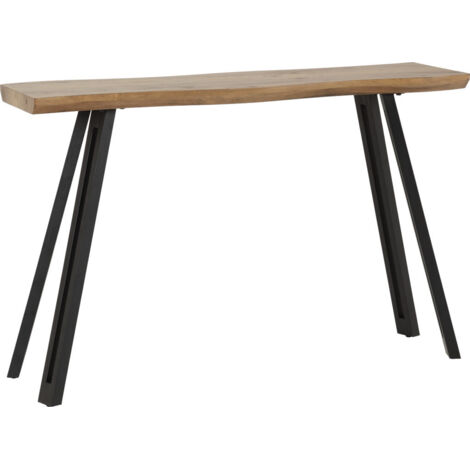 Quebec Wave Edge Console Table - L34 x W120 x H78 cm - Medium Oak Effect/Black