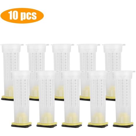 Queen Bee Cages White Plastic Roller Beekeeping Queen Rearing Kit Cups Box Beekeeper Tool Kit (10pcs-White)