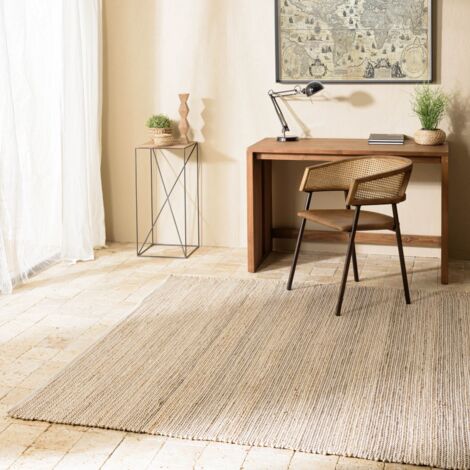 QUENTIN - Tapis rect 160x230cm jute et coton couleur beige/blanc/noir