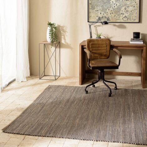 QUENTIN - Tapis rect. 200x290cm en jute et coton couleur beige et noir