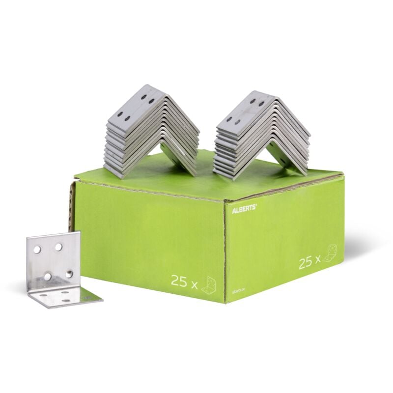 851798 Équerre d'assemblage, acier inoxydable, 40 x 40 x 40 mm, Set de 25 pièces - Alberts
