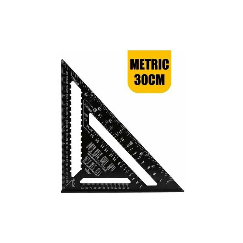 Lucky-88 - querre Triangle Metrique Professionnel Menuiserie Règle d'Angle Rapporteur Outil de Mesure en Alliage Rafter Square Carpenter de Haute