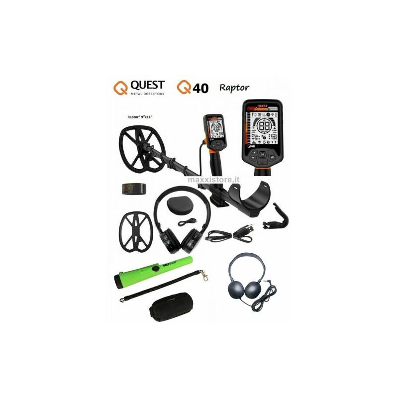 Image of Metal Detector + Cuffie Wireless + Pointer Gold Hunter - Q40-RAPTOR - Quest
