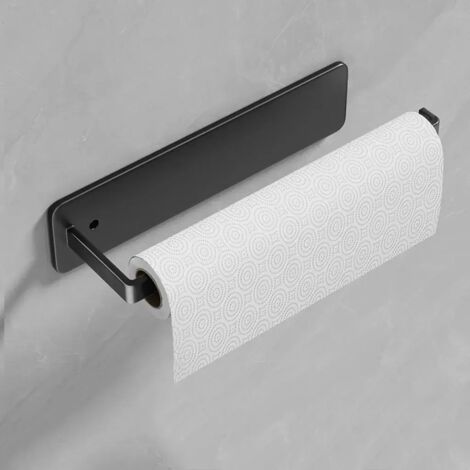 Questo portarotolo da cucina non richiede forature né installazione. Il supporto a parete autoadesivo è realizzato in acciaio inossidabile nero.