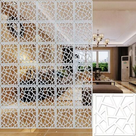 Questo set di 12 divisori ecologici in PVC divisorio semplice e moderno intagliato 29 cm x 29 cm bianco