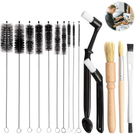 Questo set di 15 spazzole per la pulizia del caffè include una spazzola con setole per macchine da espresso, una spazzola in legno per macinacaffè, una spazzola per tubi sottili e ugelli per macchine
