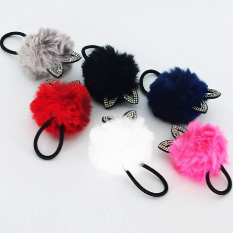 Queue De Cheval Oreilles De Chat Peluche Paillettes A10 élastique Attache Cheveux Boule