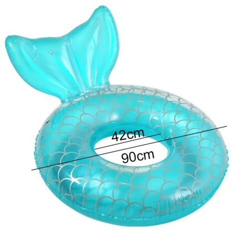 Queue de sirène géante pour piscine, adorable bouée gonflable sirène pour piscine, idéale pour les fêtes d'été à la plage, vert cristal