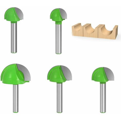 Queue Mèches de Routeur Bits, 6 mm, 5 Pcs, Tige Routeur Core Box Bits Fraise, à Rainure Ronde Outils à Bois, Nez Rond Core Box Routeur Bits, Fraise à Rainurer, 6mm / 8mm /10mm / 12mm / 18mm