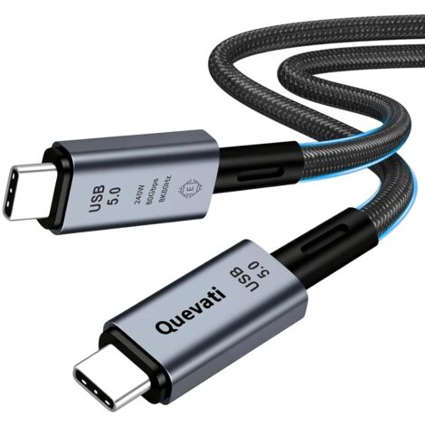 Quevati USB-5-Kabel, 80-Gbit/s-USB-C-Datenkabel, 240-W-USB-C-Ladekabel, 1 m mit 16K- oder Dual-8K-Videosignalübertragung
