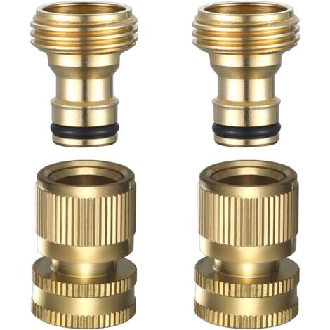 Quick Connect Garden Hose - Quick Connect Garden Hose Fittings, Solid Brass Quick Connect Water Hose, 3/4" GHT, 2 Sets