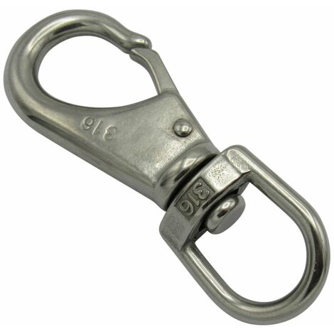 Quick Release Snap Hook with Swivel Eye Size 1 (83MM Stainless Steel Boat Shackle Attachment)