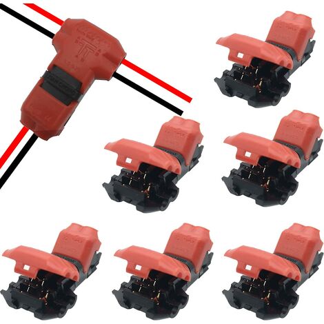 Quick Splice Wire Connectors, CTRICALVER Wire Connectors 2 Pin Low Voltage Electrical T Tap Solderless， Without Stripping Suitable for 0.35-0.5 mm²（ 20-22AWG） Electrical Wire Connection（6pcs）