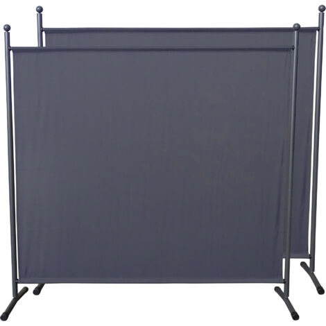 Quick-Star – Paravent 180 x 178 cm – 100% polyester lavable – Acier pulvérisé gris – Léger et mobile pour espaces privés intérieurs et extérieurs
