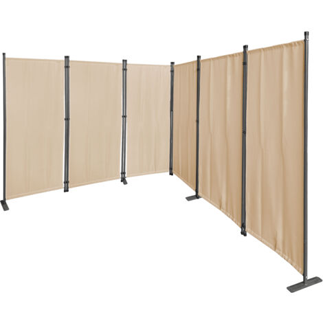 Quick-Star – Paravent 6 panneaux 340x165cm – Tissu 100% polyester beige – Cadre acier gris anthracite – Écran pliable pour balcon et intérieur