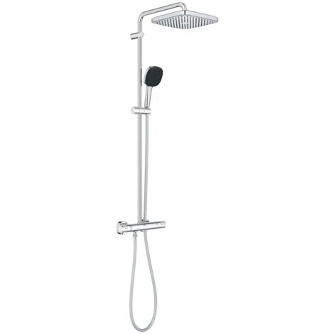 QuickFix Columna de ducha termostática XXL Cube 250 + ducha de mano 2 chorros, cromo (26696022)