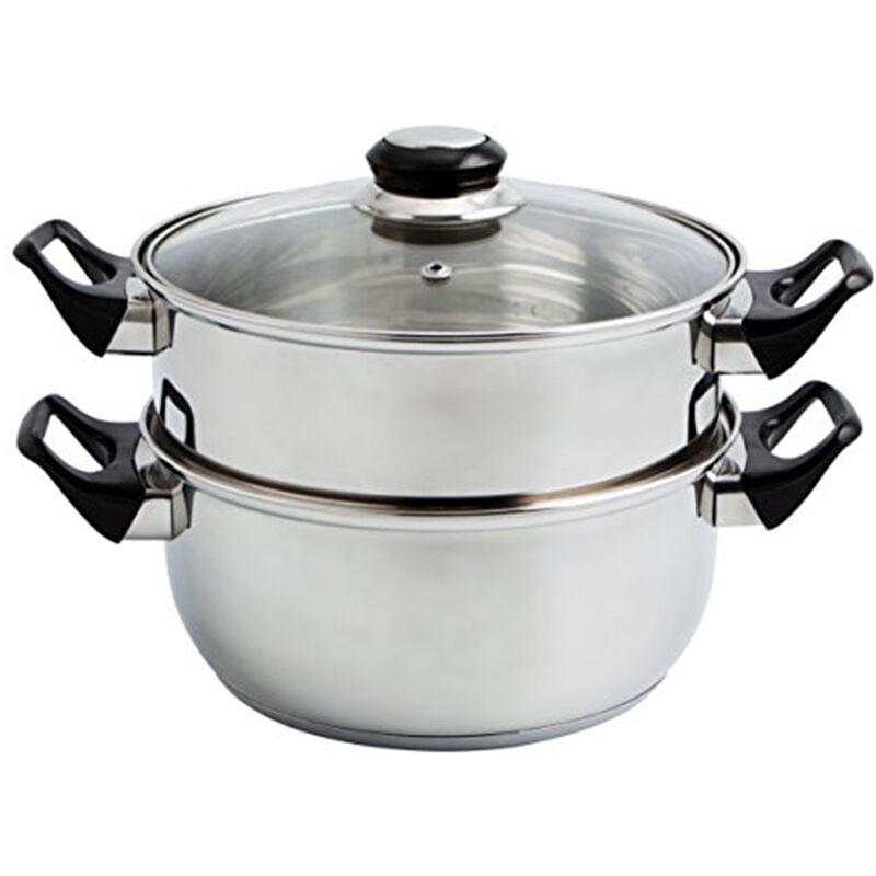 Cocotte VAPEUR INOX AVEC COUVERCLE EN VERRE 22 CM