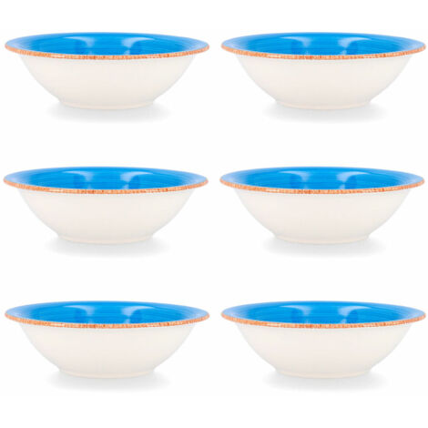 Quid Set 6 ciotole per zuppa in ceramica gres  piatti fondi blu 18 cm, standard