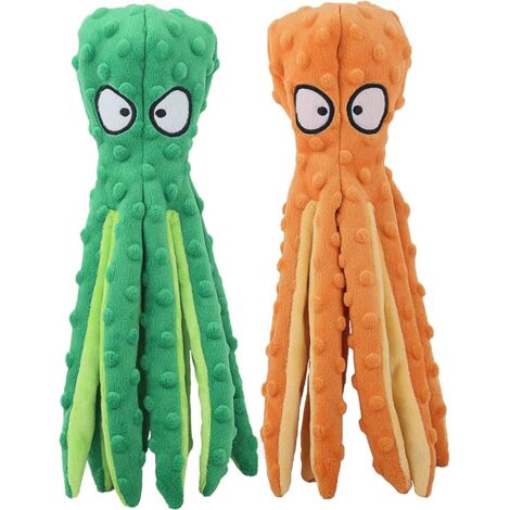 Quietschspielzeug für Hunde, Oktopus-Plüschspielzeug ohne Füllung zum Knistern, um sie zu beschäftigen, interaktives Kauspielzeug für Welpen im Zahnungsalter, für große, mittlere und kleine Rassen