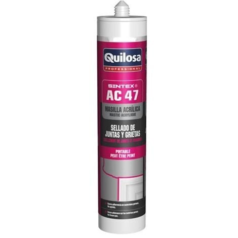 QUILOSA sintex ac-47 0.3l blanco cartucho , Sintex AC 47 300 ml blanco Quilosa Sellador plástico elástico a base de resina acrílica modificada Compatible con la mayoría de