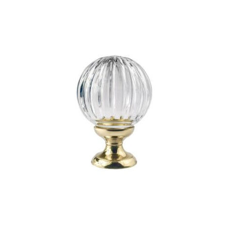 Quincadeco – Boule de rampe cristal ciselé 100 mm – Socle en laiton massif – Installation facile avec vis et platine – Élégance pour intérieur
