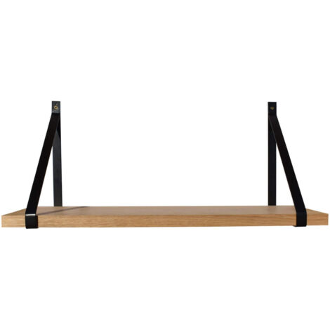 Quincadeco – Étagère murale chêne massif 60 x 10 cm – Supports métal noir – Normes PEFC pour gestion durable – Installation avec fixations adaptées