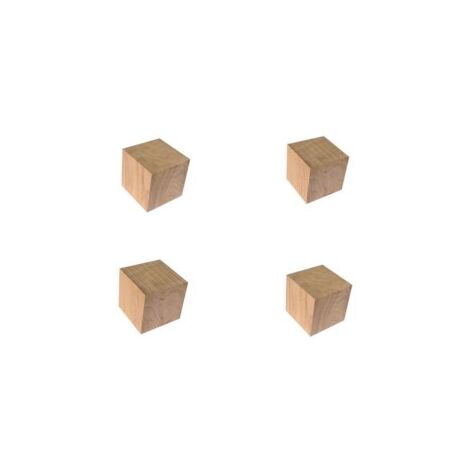 Quincadeco – Pied de meuble en chêne massif 5 x 5 x 5 cm – Lot de 4 pièces – Séchage 4 ans pour qualité durable – Installation facile
