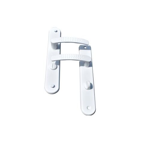 Quincadeco – Poignée de porte d'intérieur blanche Elona – Aluminium époxy – Entraxe 195mm – Épaisseur 38 à 46mm – Garniture complète avec plaques de condamnation
