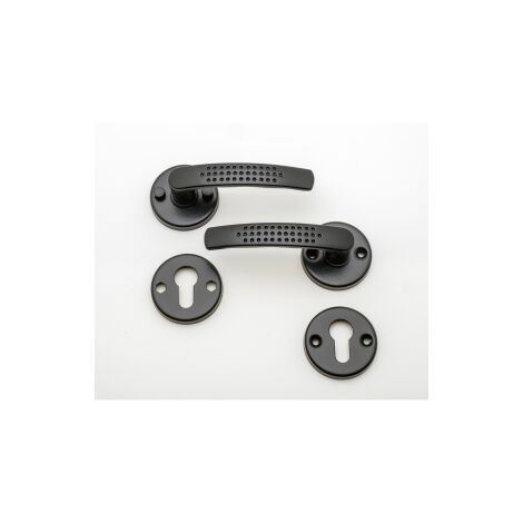Quincadeco – Poignée de porte d'intérieur noire sur rosace ronde – Aluminium époxy – Pour portes 38 à 44 mm d'épaisseur – Design contemporain
