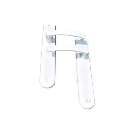Quincadeco – Poignée de porte d'intérieur blanche sans trou – Aluminium époxy – Entraxe 195mm – Épaisseur 38 à 46mm – Lot de 2 poignées