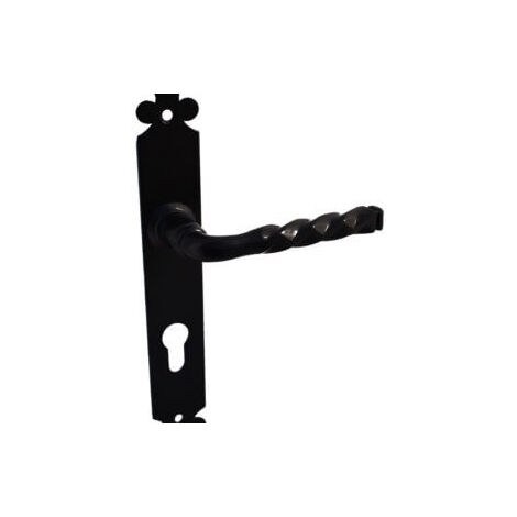 Quincadeco – Poignée de porte d'intérieur Lys noir – Aluminium époxy – Entraxe 195 mm – Compatible avec portes cylindriques – Fixations incluses