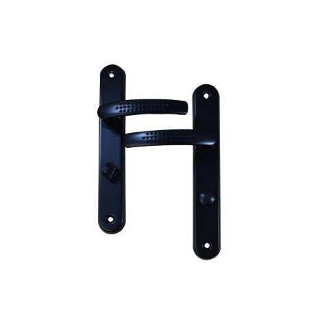 Quincadeco – Poignée de porte intérieure noire condamnation – Aluminium époxy – Entraxe 195mm – Épaisseur 38 à 46mm – Fabrication européenne