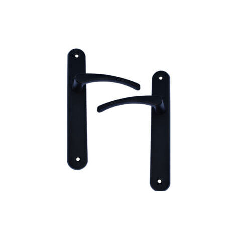 Quincadeco – Poignée de porte intérieure Lisea noir ST – Aluminium époxy – Épaisseur 38 à 46 mm – Entraxe 195 mm – 2 poignées sans clé