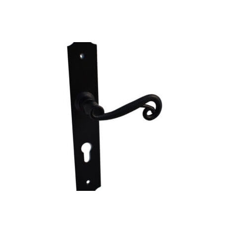 Quincadeco – Poignée de porte d'intérieur Mazarine noire sur plaque – Acier et zamak – Entraxe 195mm – Épaisseur 38 à 44mm