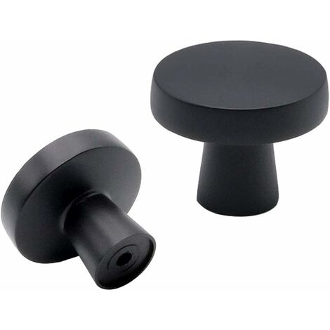 Quincaillerie de porte d'armoire Boutons d'armoires de cuisine noirs - LS5310BK Euro Boutons d'armoire de salle de bain Solide Petits boutons d'armoire Bouton de tiroir champignon pour placard, 1,27in
