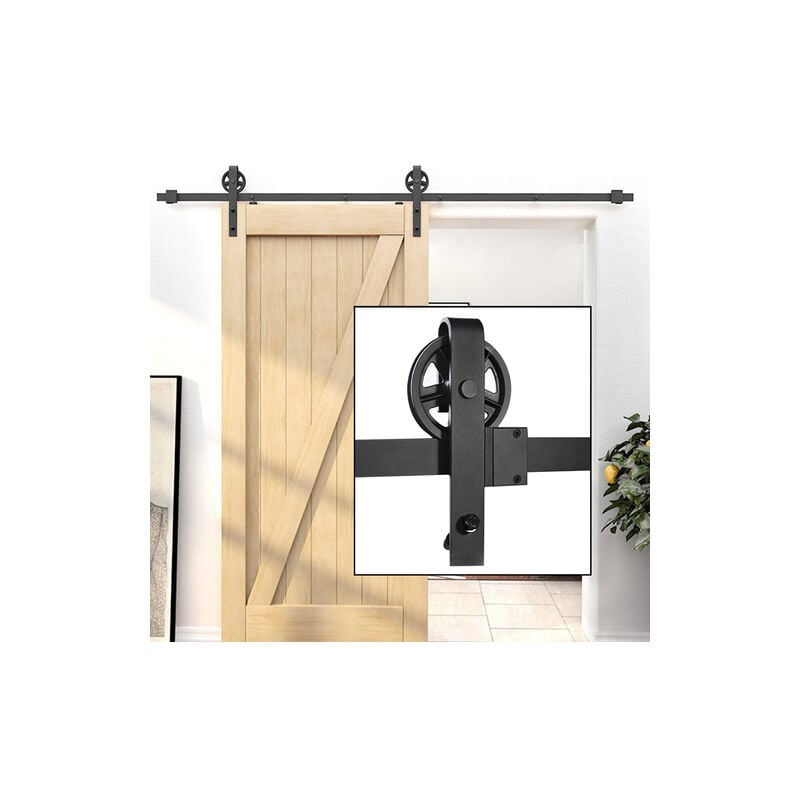 Quincaillerie Kit de Rail Porte Coulissante pour Système de Quincaillerie à Célibataire Porte, Wheel Forme J - 2.3M/7.5FT