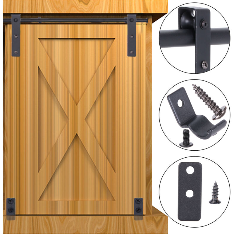 Quincaillerie Kit de Rail pour Porte Coulissante Mini Rail de Porte pour Armoire Meuble tv - 6FT/1,8M Porte Simple