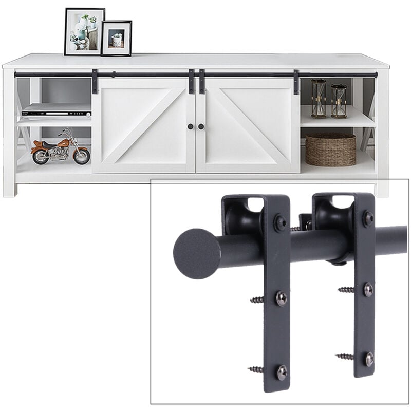 Quincaillerie Kit de Rail pour Porte de Grange Ensemble Industriel pour Porte Suspendue pour Double Porte - 1,4M