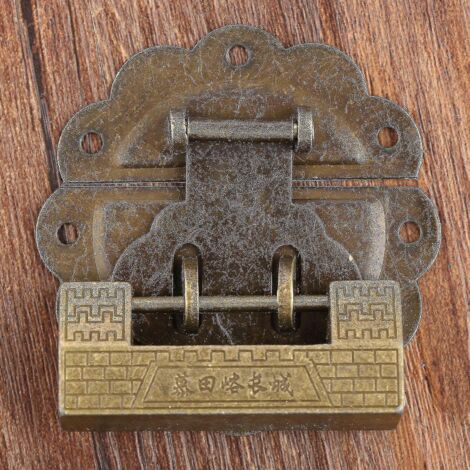 Quincaillerie pour boîte à bijoux/meubles anciens chinois, loquet, fermoir et cadenas en bronze antique