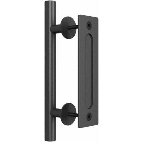 Quincaillerie pour porte de grange coulissante de 11,75 po avec poignée affleurante et kit de traction pour porte de grange aff